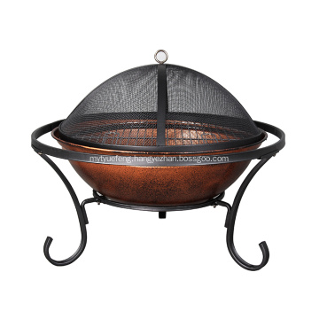 26" Round Porcelain Wood Burning Fire Pit